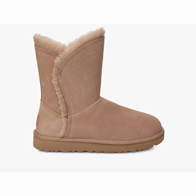 Botas UGG Classic Short Fluff High-Low Mulher Marrom | PT-ZFKNG